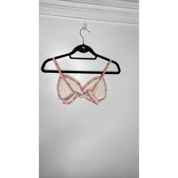 Pink Gingham Strawberry Print Bra Womens XL Ruffle Lace Kawaii Bow Cute Lingerie - Picture 4 of 5